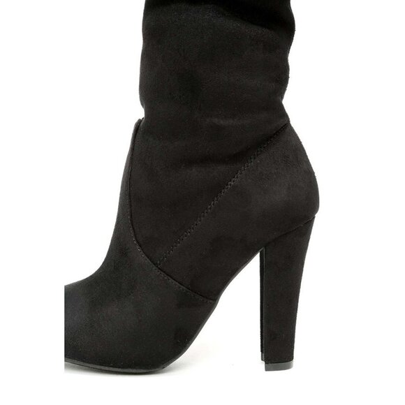 Steven Madden "Gorgeous" Thigh High Over the Knee Suede Block High Heel Boots - Picture 5 of 15